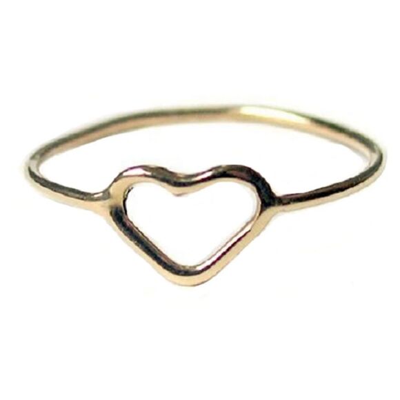 VERAMEAT Got Heart Thin Band Open Heart Gold Brass Ring NEW! Size 6.25 - Picture 1 of 7